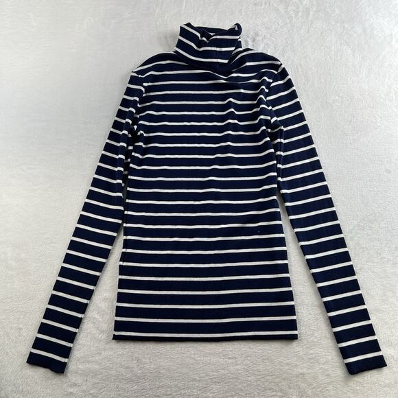 Polo Ralph Lauren XS Turtleneck Sweater Navy Striped Pullover Preppy Nautical - Picture 10 of 11